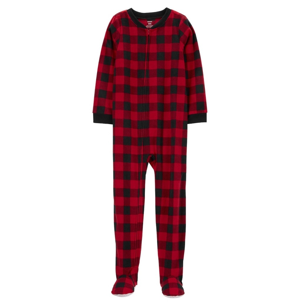Carter’s Kids Plaid Buffalo Check Fleece Footie Pajamas